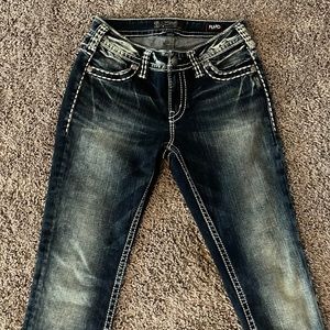 Silver mid rise super skinny